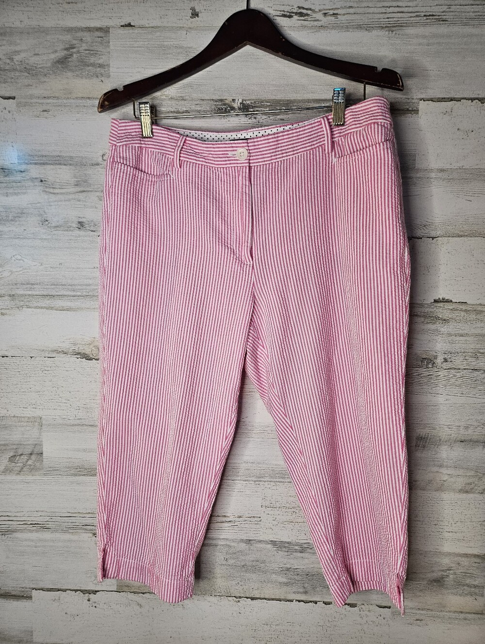 Talbots The Perfect Skimmer Red White Stripe Coastal Polin Cotton Capris 12 P
